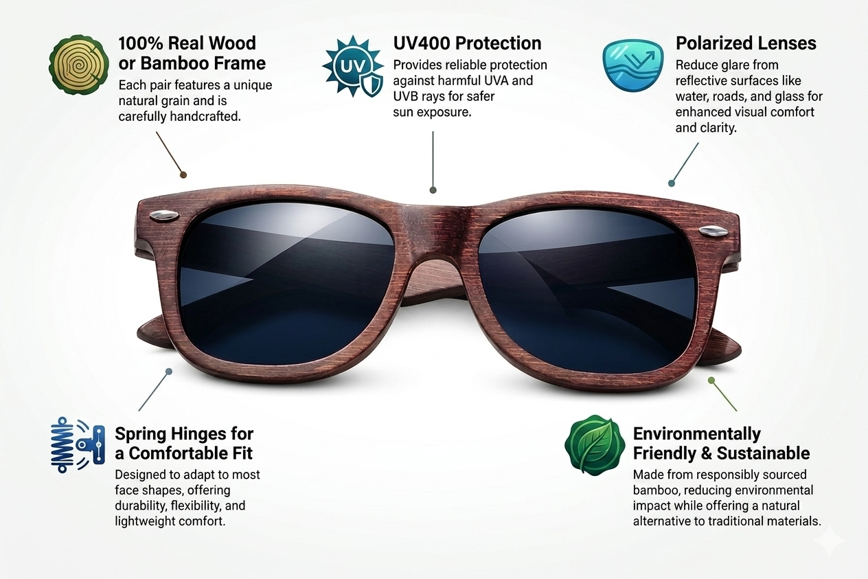 Personalized wooden sunglasses – Unisex
